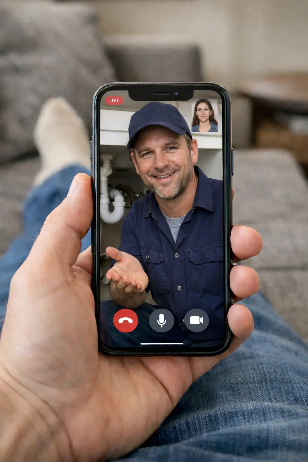 Video call with a licensed plumber